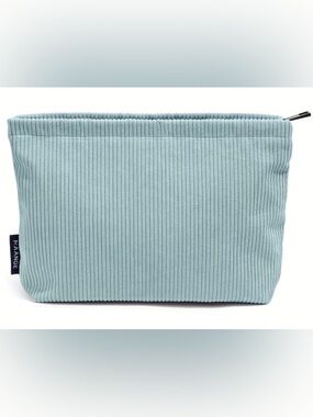 NEW Corduroy Makeup Bag Lined Cosmetic Pouch Travel Toiletry Organizer Zip Green